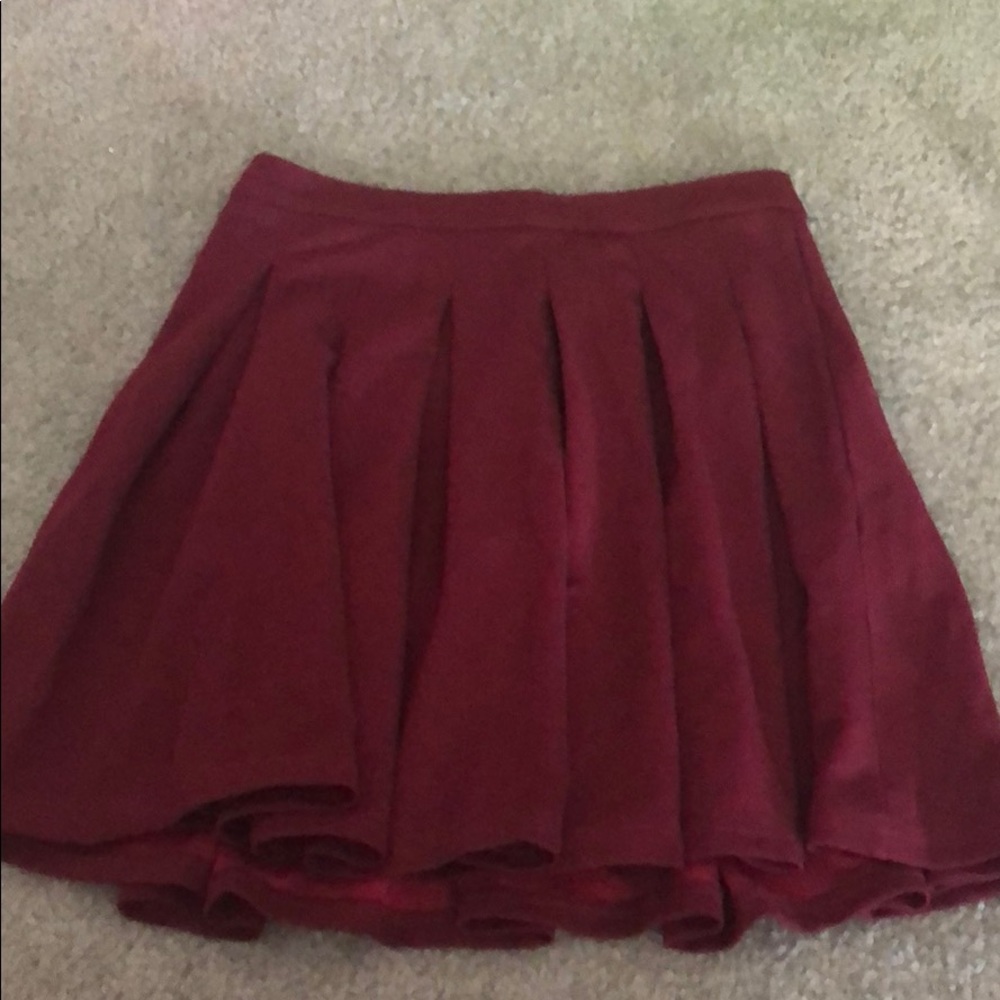 Burgundy pleated skirt